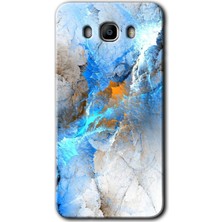 Gramaphone Galaxy J7 2016 Kılıf Hd Desen Baskılı Arka Kapak + Kırılmaz Cam - Mavi Buzul