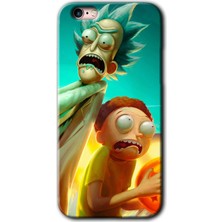 iPhone 6s Plus Kılıf Hd Desen Baskılı Arka Kapak + Kırılmaz Cam - Rick Morty