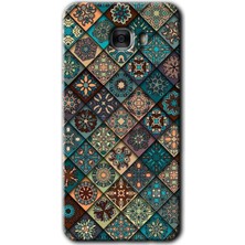 Galaxy C7 Kılıf Hd Desen Baskılı Arka Kapak + Kırılmaz Cam - Mat Mandala