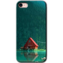 Gramaphone Apple iPhone Se 2020 Kılıf Hd Desen Baskılı Arka Kapak + Kırılmaz Cam - House In Woods
