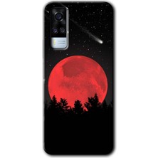 Gramaphone Vivo Y51A Kılıf Hd Desen Baskılı Arka Kapak + Kırılmaz Cam - Kanlı Ay