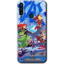 Huawei Y6P Kılıf Hd Desen Baskılı Arka Kapak + Kırılmaz Cam - Avengers Cartoon