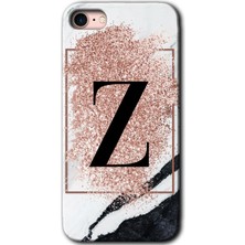 Gramaphone Apple iPhone Se 2022 Kılıf Hd Desen Baskılı Arka Kapak - Pembe Mermer Desenli Z Harfi