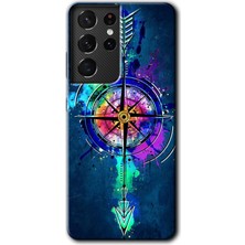 Gramaphone Galaxy S21 Ultra Kılıf Hd Desen Baskılı Arka Kapak - Gizemli Pusula