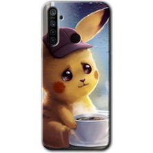 Realme 6i Kılıf Hd Desen Baskılı Arka Kapak + Kırılmaz Cam - Üzgün Pikaçu