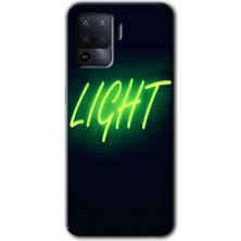 Oppo Reno 5 Lite Kılıf Hd Desen Baskılı Arka Kapak + Esnek Nano Cam - Neon Inscription