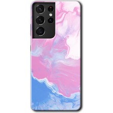 Galaxy S21 Ultra Kılıf Hd Desen Baskılı Arka Kapak + Esnek Nano Cam - Liquid Art
