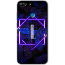 Honor 9 Lite Kılıf Hd Desen Baskılı Arka Kapak + Kırılmaz Cam - Dark Neon Yaprak I Harfi