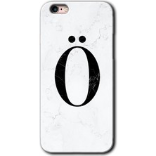 Gramaphone Apple iPhone 6s Plus Kılıf Hd Desen Baskılı Arka Kapak + Kırılmaz Cam - Beyaz Mermer Desenli Ö Harfi