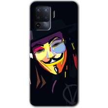 Gramaphone Oppo Reno 5 Lite Kılıf Hd Desen Baskılı Arka Kapak + Esnek Nano Cam - Vendetta