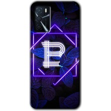 Gramaphone Oppo A16 Kılıf Hd Desen Baskılı Arka Kapak - Dark Neon Yaprak B Harfi