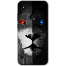 Gramaphone Huawei Y6S Kılıf Hd Desen Baskılı Arka Kapak + Kırılmaz Cam - Fire And Ice Lion