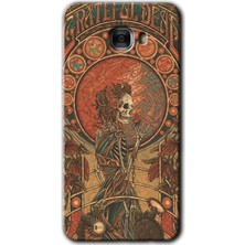 Gramaphone Galaxy C7 Kılıf Hd Desen Baskılı Arka Kapak + Kırılmaz Cam - İskeleet Aşk