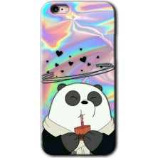 iPhone 6s Plus Kılıf Hd Desen Baskılı Arka Kapak + Kırılmaz Cam - Milkshake Panda