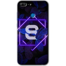Gramaphone Honor 9 Lite Kılıf Hd Desen Baskılı Arka Kapak - Dark Neon Yaprak S Harfi
