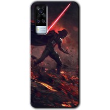 Vivo Y31 2021 Kılıf Hd Desen Baskılı Arka Kapak + Kırılmaz Cam - Darh Vader Wars