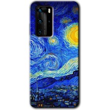 Huawei P40 Pro Kılıf Hd Desen Baskılı Arka Kapak - Starry Night
