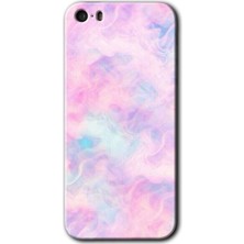 Gramaphone Apple iPhone 5s Kılıf Hd Desen Baskılı Arka Kapak + Kırılmaz Cam - Pembe-Duman