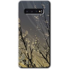 Galaxy S10 Kılıf Hd Desen Baskılı Arka Kapak + Esnek Nano Cam - Branches Flowers
