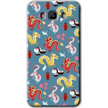 Galaxy J7 2016 Kılıf Hd Desen Baskılı Arka Kapak + Kırılmaz Cam - Funky Dragon