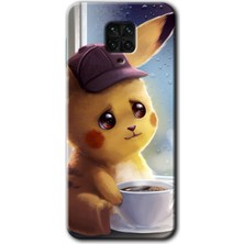 Redmi Note 9s Kılıf Hd Desen Baskılı Arka Kapak + Esnek Nano Cam - Üzgün Pikaçu