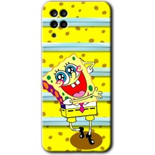 Galaxy M12 Kılıf Hd Desen Baskılı Arka Kapak + Esnek Nano Cam - Aşık Sünger Bob