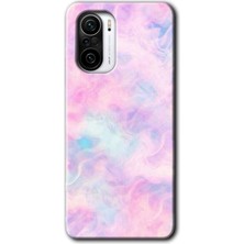 Redmi K40 Pro Kılıf Hd Desen Baskılı Arka Kapak + Esnek Nano Cam - Pembe-Duman