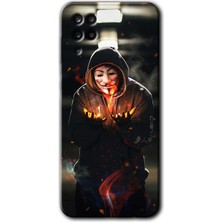 Galaxy A12 Kılıf Hd Desen Baskılı Arka Kapak + Kırılmaz Cam - V For Fire