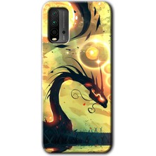 Gramaphone Redmi 9t Kılıf Hd Desen Baskılı Arka Kapak + Kırılmaz Cam - Digital Dragon