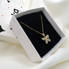 ALC Collection Zirkon Kelebek Tasarım Altın Kaplama Orijinal Çelik Kadın Kolye