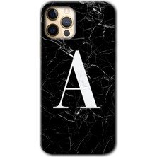Gramaphone Apple iPhone 11 Pro Kılıf Hd Desen Baskılı Arka Kapak - Siyah Mermer Desenli A Harfi