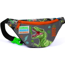 Coral High Kids Siyah Gri Dinozor Desenli Bel Çantası 12616