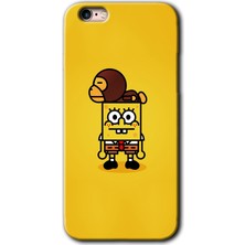 iPhone 6s Plus Kılıf Hd Desen Baskılı Arka Kapak + Esnek Nano Cam - Sünger Bob