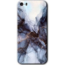 iPhone 5s Kılıf Hd Desen Baskılı Arka Kapak + Kırılmaz Cam - Otantik Mermer