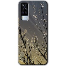 Vivo Y51 Kılıf Hd Desen Baskılı Arka Kapak + Esnek Nano Cam - Branches Flowers