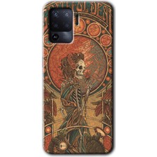 Gramaphone Oppo Reno 5 Lite Kılıf Hd Desen Baskılı Arka Kapak + Kırılmaz Cam - İskeleet Aşk