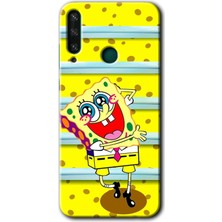 Gramaphone Huawei Y6P Kılıf Hd Desen Baskılı Arka Kapak + Kırılmaz Cam - Aşık Sünger Bob