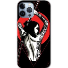 iPhone 13 Pro Max Kılıf Hd Desen Baskılı Arka Kapak + Esnek Nano Cam - Samurai Girl