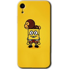 iPhone Xr Kılıf Hd Desen Baskılı Arka Kapak + Esnek Nano Cam - Sünger Bob