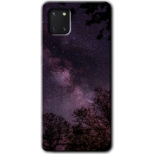 Galaxy Note 10 Lite Kılıf Hd Desen Baskılı Arka Kapak + Kırılmaz Cam - Gece Galaksi