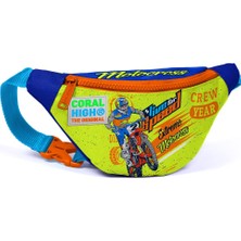 Coral High Kids Fosforlu Sarı Saks Motorsiklet Desenli Bel Çantası 12614
