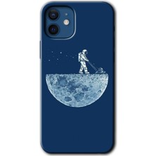 Gramaphone Apple iPhone 12 Kılıf Hd Desen Baskılı Arka Kapak + Esnek Nano Cam - Uzay Işçisi