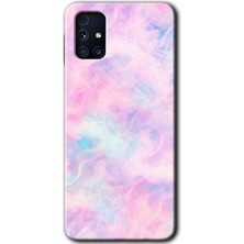 Gramaphone Galaxy M31S Kılıf Hd Desen Baskılı Arka Kapak + Kırılmaz Cam - Pembe-Duman