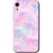 Gramaphone Apple iPhone Xr Kılıf Hd Desen Baskılı Arka Kapak + Esnek Nano Cam - Pembe-Duman