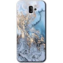 Gramaphone Galaxy J8 Kılıf Hd Desen Baskılı Arka Kapak + Kırılmaz Cam - Eski Mermer