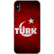 iPhone x Kılıf Hd Desen Baskılı Arka Kapak + Kırılmaz Cam - Ayyıldız Türk