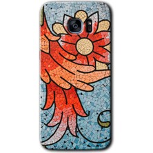 Galaxy S7 Edge Kılıf Hd Desen Baskılı Arka Kapak + Kırılmaz Cam - Mozaik Çiçek