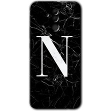 Gramaphone Huawei Mate 20 Lite Kılıf Hd Desen Baskılı Arka Kapak - Siyah Mermer Desenli N Harfi