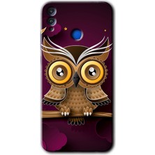 Gramaphone Honor 8x Kılıf Hd Desen Baskılı Arka Kapak - Owl Bird Branch