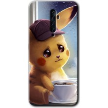 Gramaphone Oppo Reno 2z Kılıf Hd Desen Baskılı Arka Kapak + Kırılmaz Cam - Üzgün Pikaçu